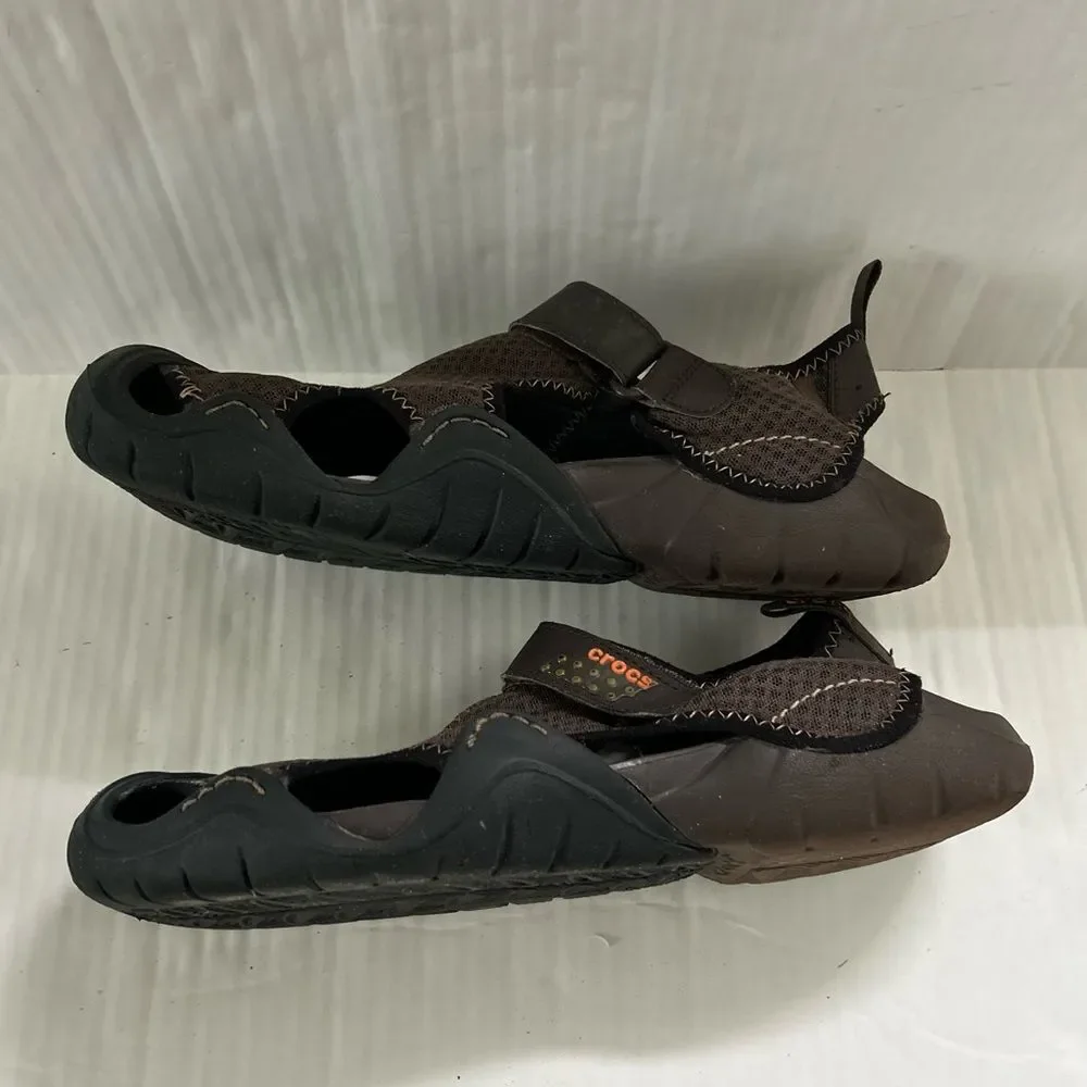 Crocs Swiftwater Mesh Deck mens Brown Casual Outdoor Sandals Size 13